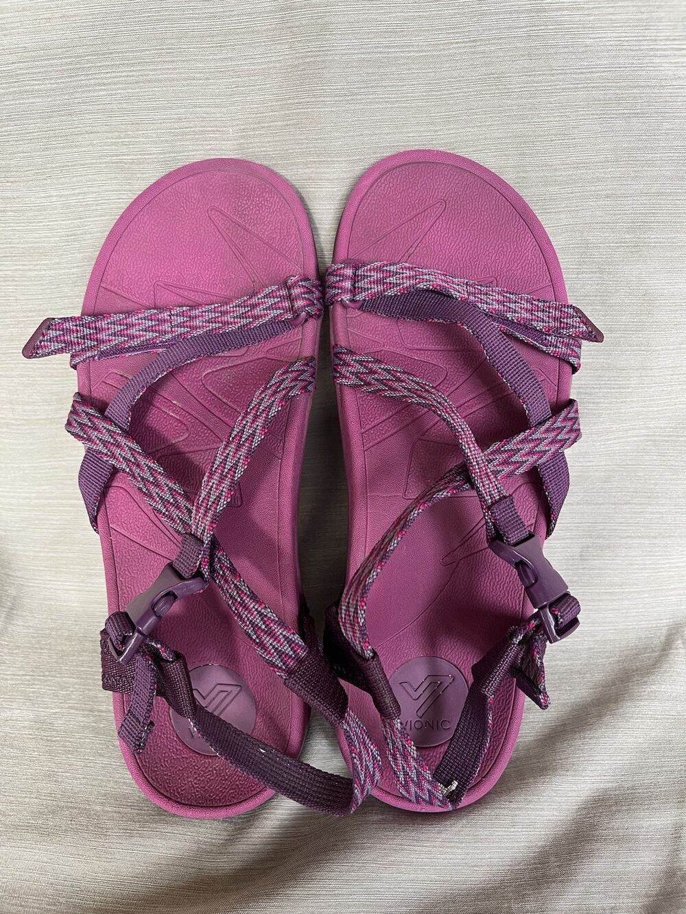 Vionic Sage Dorrin Women’s 8 Purple Sport Sandals Adjustable Strappy Wedge